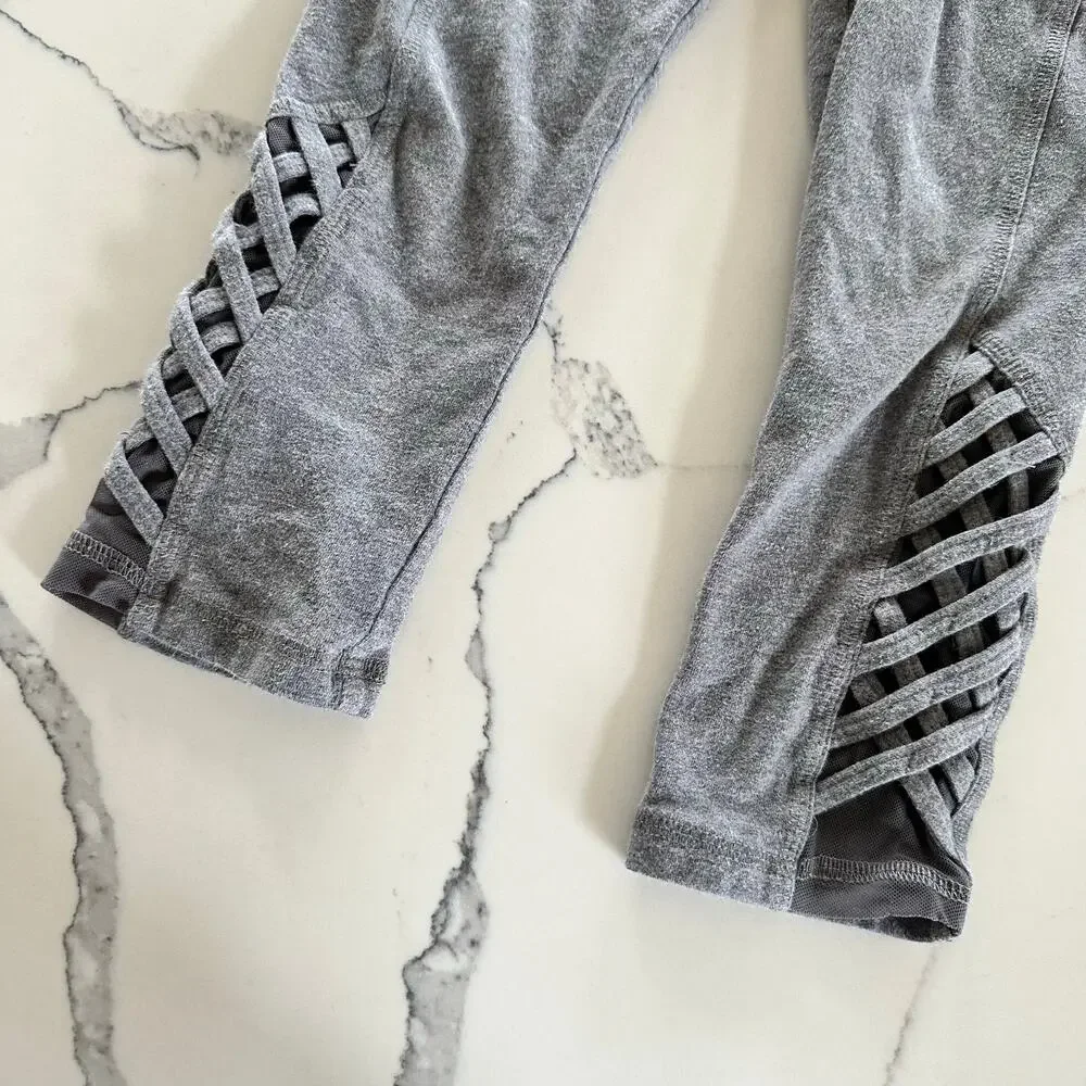Justice Girls Gray Cropped Athletic Leggings - Size 8